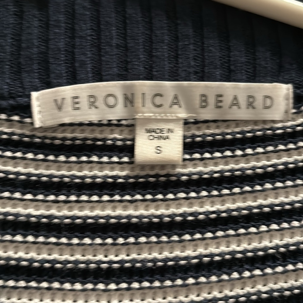 Veronica Beard Stripe Milou Ottoman Snap Mock Neck sweater. Sz Small - Picture 5 of 9